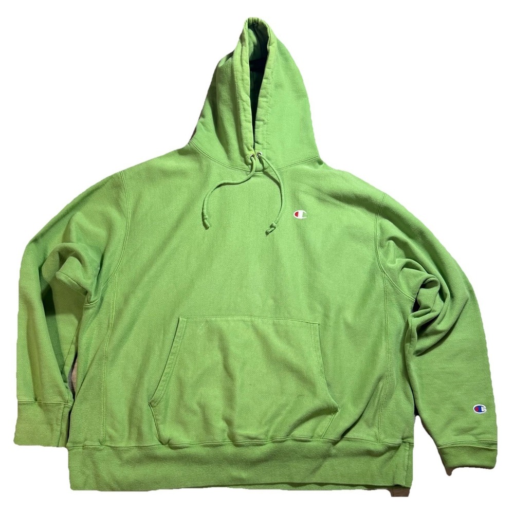 Champion Reverse Weave Hoodie 2XL Lime Green Heavyweight